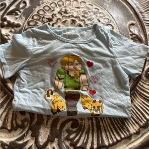 Kids MINECRAFT Light Blue Graphic Tee with Fun Design Sz 12
